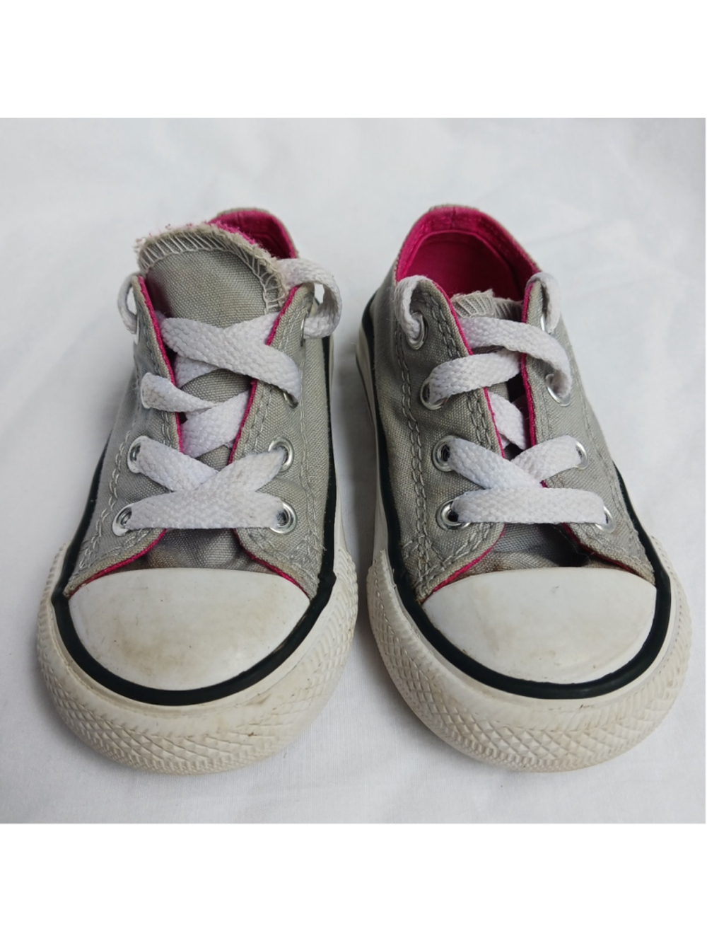 Converse All Star Gray Fabric Casual Shoes Toddler Girls Sz 5 Pink Interior